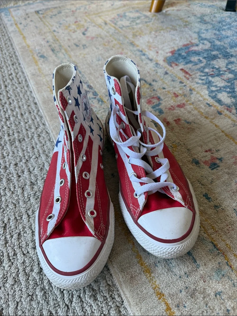 Converse Kids High Top Sneakers in Red, White & Blue American Flag Design